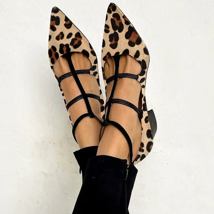 Blanca - Sandalias con tacón y estampado de leopardo