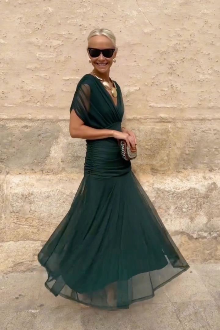 Lucía| Elegante vestido largo de fiesta con escote en V