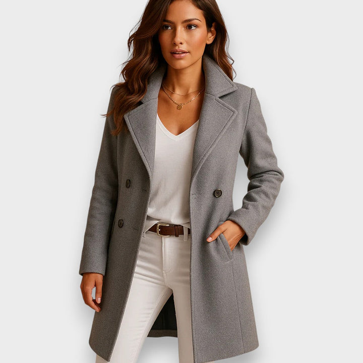 Abrigo clásico de invierno para mujer de lana forrada
