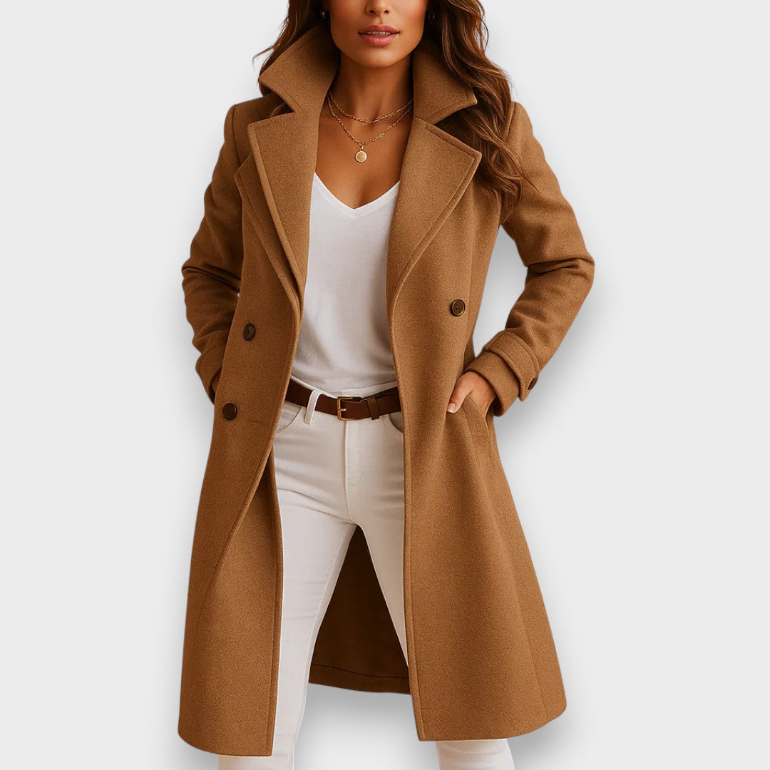 Abrigo clásico de invierno para mujer de lana forrada