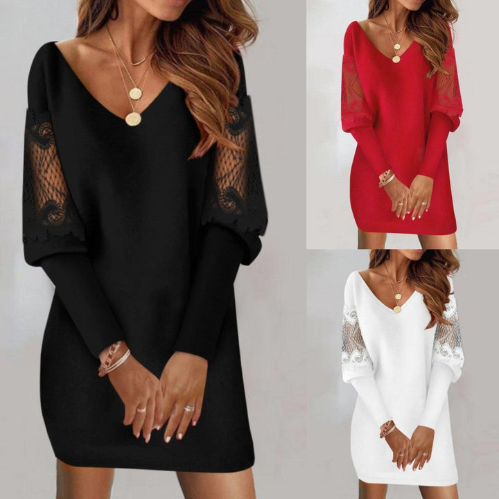 Elegante vestido de encaje con escote para mujer