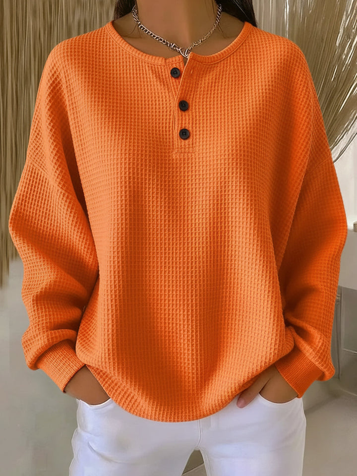 Sudadera informal con cuello de tejido de nido de abeja