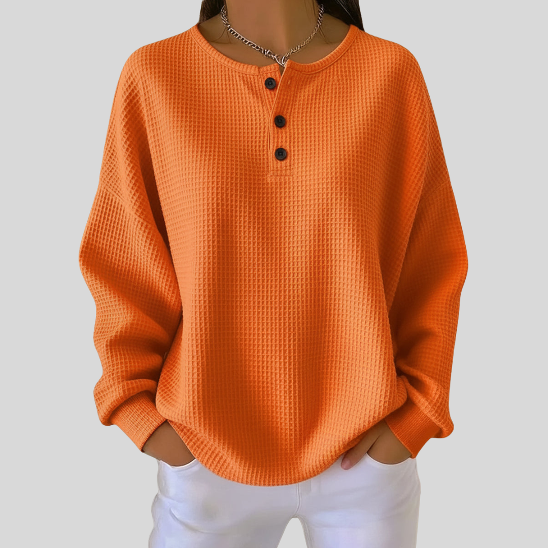 Sudadera informal con cuello de tejido de nido de abeja