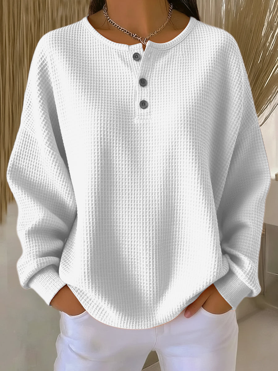 Sudadera informal con cuello de tejido de nido de abeja