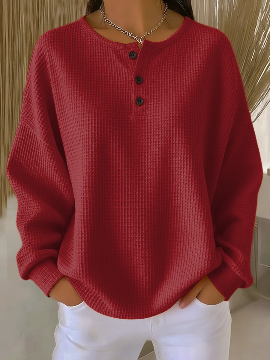 Sudadera informal con cuello de tejido de nido de abeja