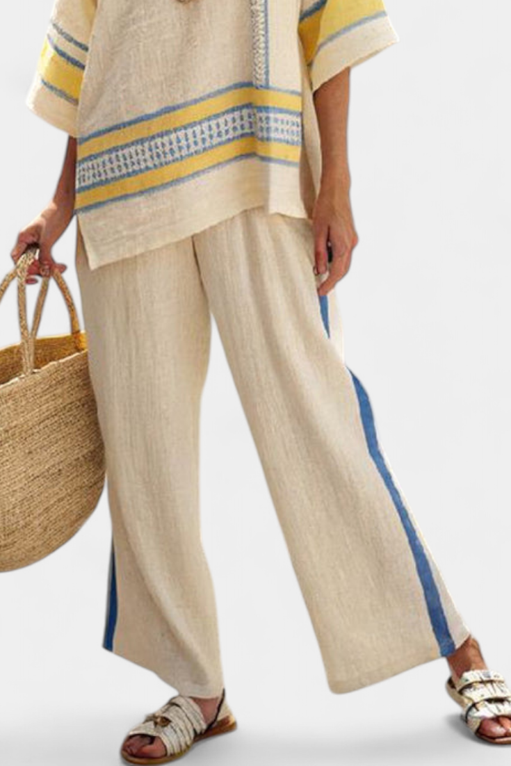 Jimena | Top cómodo de mediterráneo y pantalones de lino
