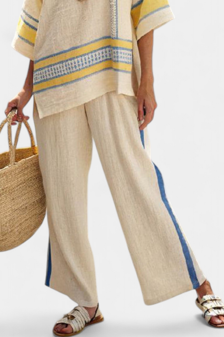 Jimena | Top cómodo de mediterráneo y pantalones de lino