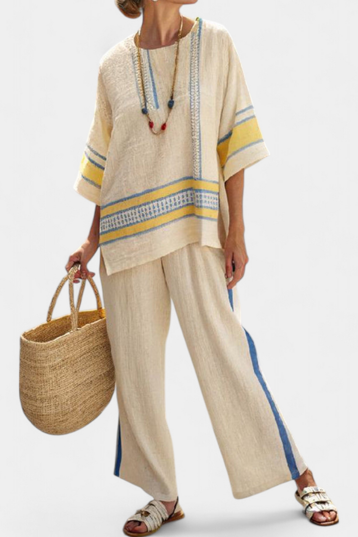 Jimena | Top cómodo de mediterráneo y pantalones de lino